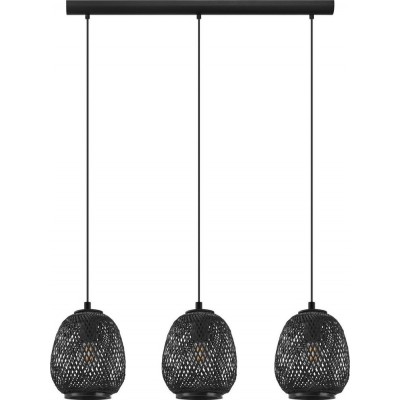 Lampada a sospensione Eglo Dembleby 1 110×90 cm. Acciaio e legna. Colore nero