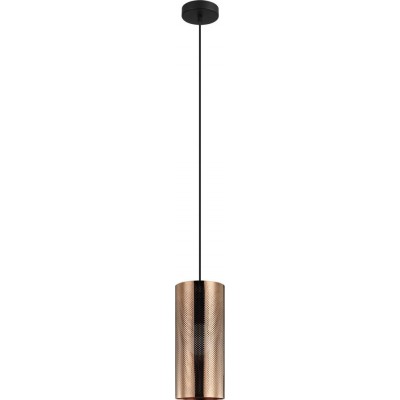 Lámpara colgante Eglo Tabiago Forma Cilíndrica Ø 13 cm. Salón y comedor. Estilo sofisticado y diseño. Acero. Color dorado, negro y oro rosa