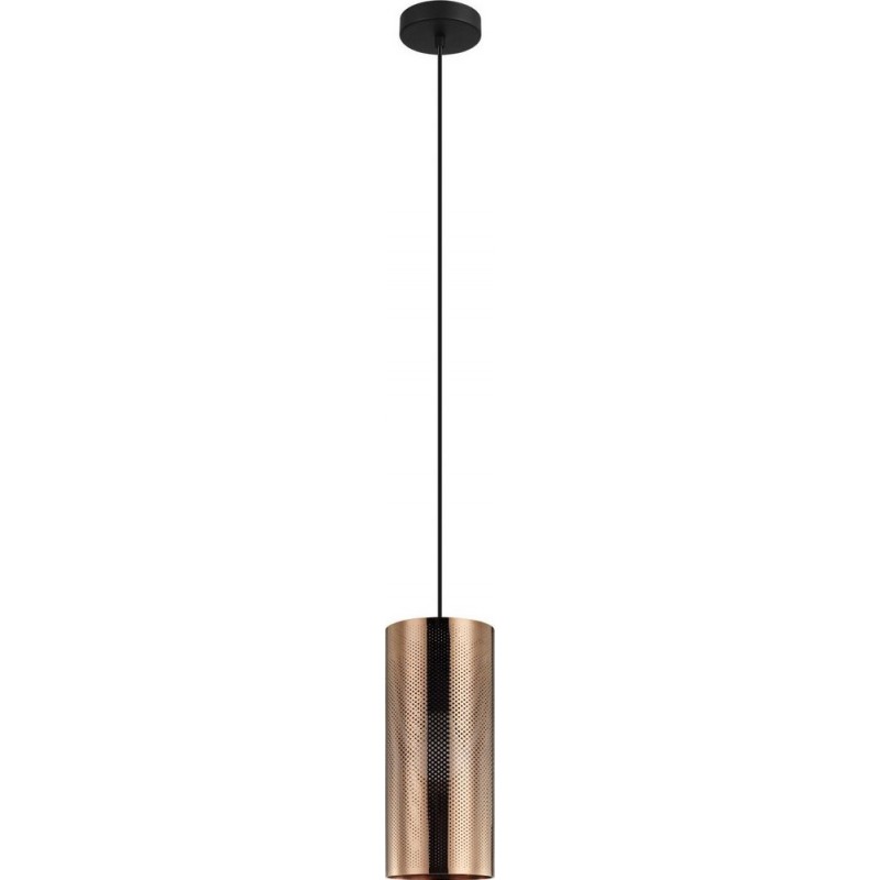 59,95 € Free Shipping | Hanging lamp Eglo Tabiago Cylindrical Shape Ø 13 cm. Living room and dining room. Sophisticated and design Style. Steel. Golden, black and pink gold Color