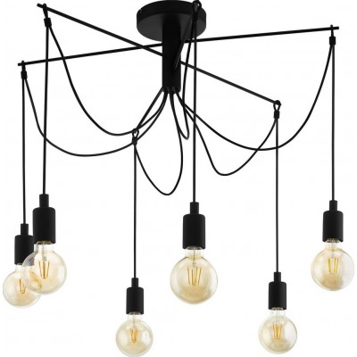 Lámpara de araña Eglo Musara Forma Angular Ø 79 cm. Lámpara de techo Salón, comedor y dormitorio. Estilo diseño. Acero. Color negro