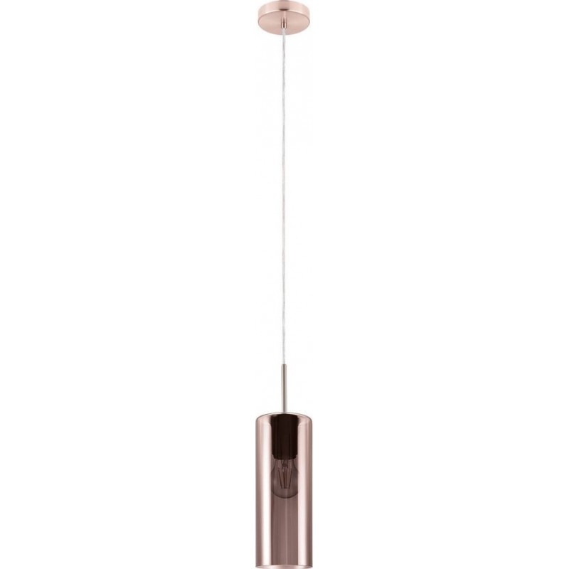 33,95 € Free Shipping | Hanging lamp Eglo Selvino Cylindrical Shape Ø 10 cm. Living room and dining room. Sophisticated and design Style. Steel. Copper, golden, nickel and matt nickel Color
