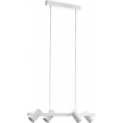 93,95 € Free Shipping | Hanging lamp Eglo Gatuela Extended Shape 110×76 cm. Living room and dining room. Modern and design Style. Steel. White, nickel and matt nickel Color