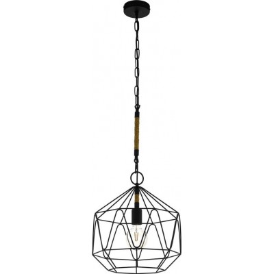 82,95 € Free Shipping | Hanging lamp Eglo Cottingham Pyramidal Shape Ø 37 cm. Living room, kitchen and dining room. Retro and vintage Style. Steel. Black Color