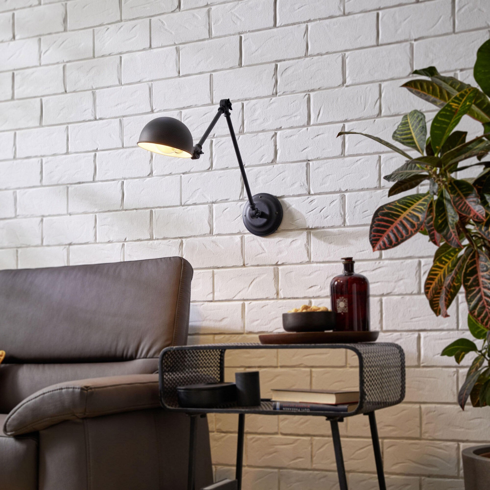 65,95 € Envio grátis | Luz de parede interna Eglo Exmoor 42×15 cm. Aço. Cor branco e preto