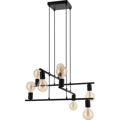 196,95 € Free Shipping | Chandelier Eglo Mezzana Angular Shape 110×65 cm. Living room and dining room. Retro and vintage Style. Steel. Black Color
