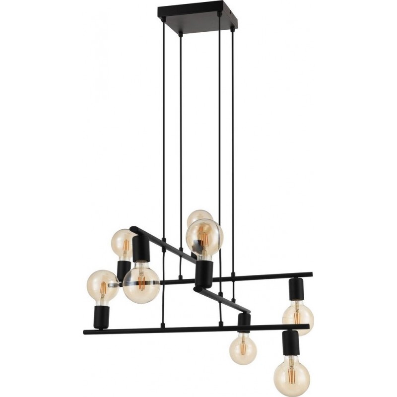 172,95 € Free Shipping | Hanging lamp Eglo Mezzana Angular Shape 110×65 cm. Living room and dining room. Retro and vintage Style. Steel. Black Color