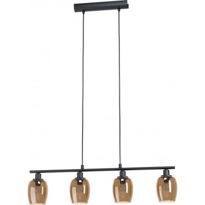 121,95 € Free Shipping | Hanging lamp Eglo Zabalea Extended Shape 110×79 cm. Living room and dining room. Modern and design Style. Steel and glass. Golden, brass and black Color