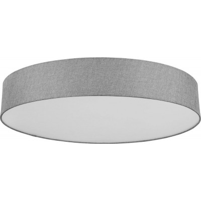 256,95 € Free Shipping | Indoor spotlight Eglo Romao C Cylindrical Shape Ø 76 cm. Ceiling light Living room, dining room and bedroom. Modern Style. Steel, linen and plastic. White and gray Color