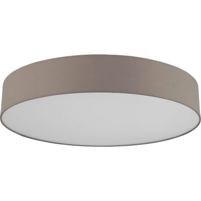 Indoor ceiling light Eglo Romao C Cylindrical Shape Ø 76 cm. Ceiling light Living room, dining room and bedroom. Modern Style. Steel, Plastic and Textile. White and gray Color
