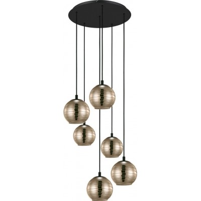 432,95 € Free Shipping | Hanging lamp Eglo Stars of Light Lemorieta Spherical Shape Ø 57 cm. Living room and dining room. Retro and vintage Style. Steel. Golden and black Color