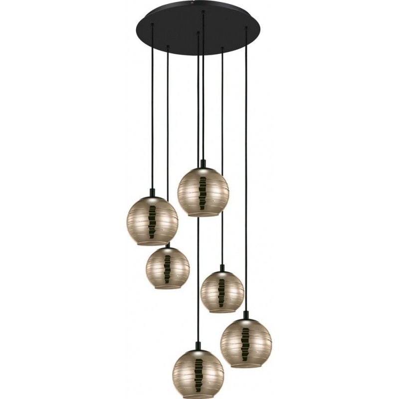 432,95 € Free Shipping | Hanging lamp Eglo Stars of Light Lemorieta Spherical Shape Ø 57 cm. Living room and dining room. Retro and vintage Style. Steel. Golden and black Color