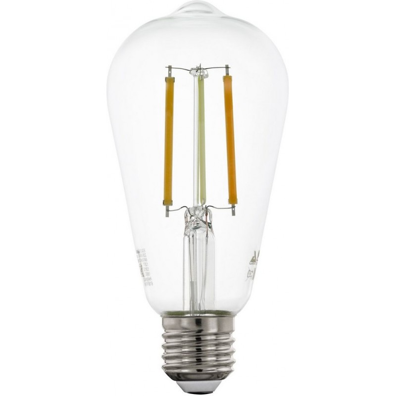 19,95 € Free Shipping | Remote control LED bulb Eglo 6W E27 LED ST64 2200K Very warm light. Oval Shape Ø 6 cm