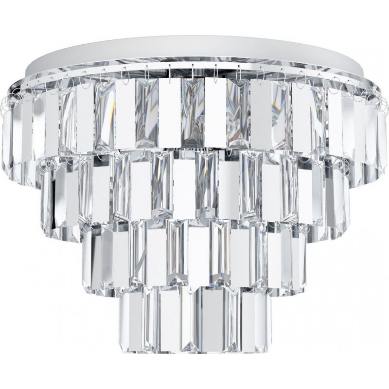 369,95 € Free Shipping | Ceiling lamp Eglo Erseka Ø 48 cm. Ceiling light Steel and crystal. Plated chrome and silver Color