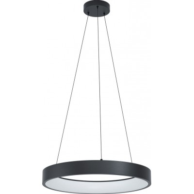 277,95 € Free Shipping | Hanging lamp Eglo Marghera C 2700K Very warm light. Cylindrical Shape Ø 60 cm. Living room and dining room. Modern and design Style. Steel and plastic. White and black Color