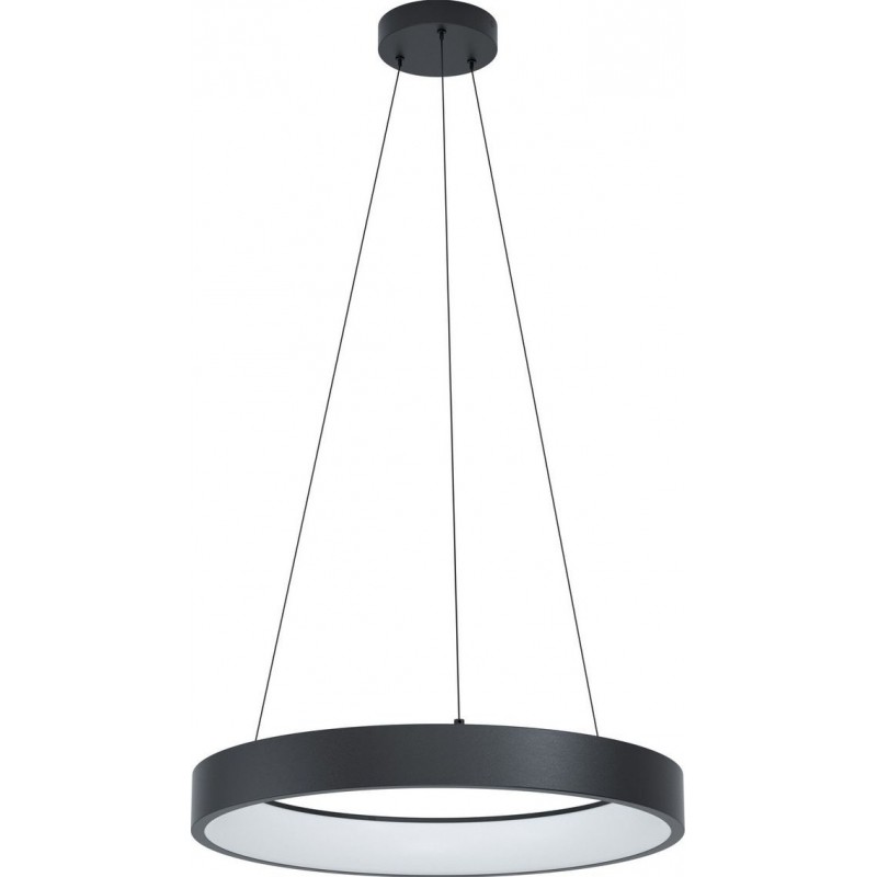 259,95 € Free Shipping | Hanging lamp Eglo Marghera C 2700K Very warm light. Cylindrical Shape Ø 60 cm. Living room and dining room. Modern and design Style. Steel and Plastic. White and black Color