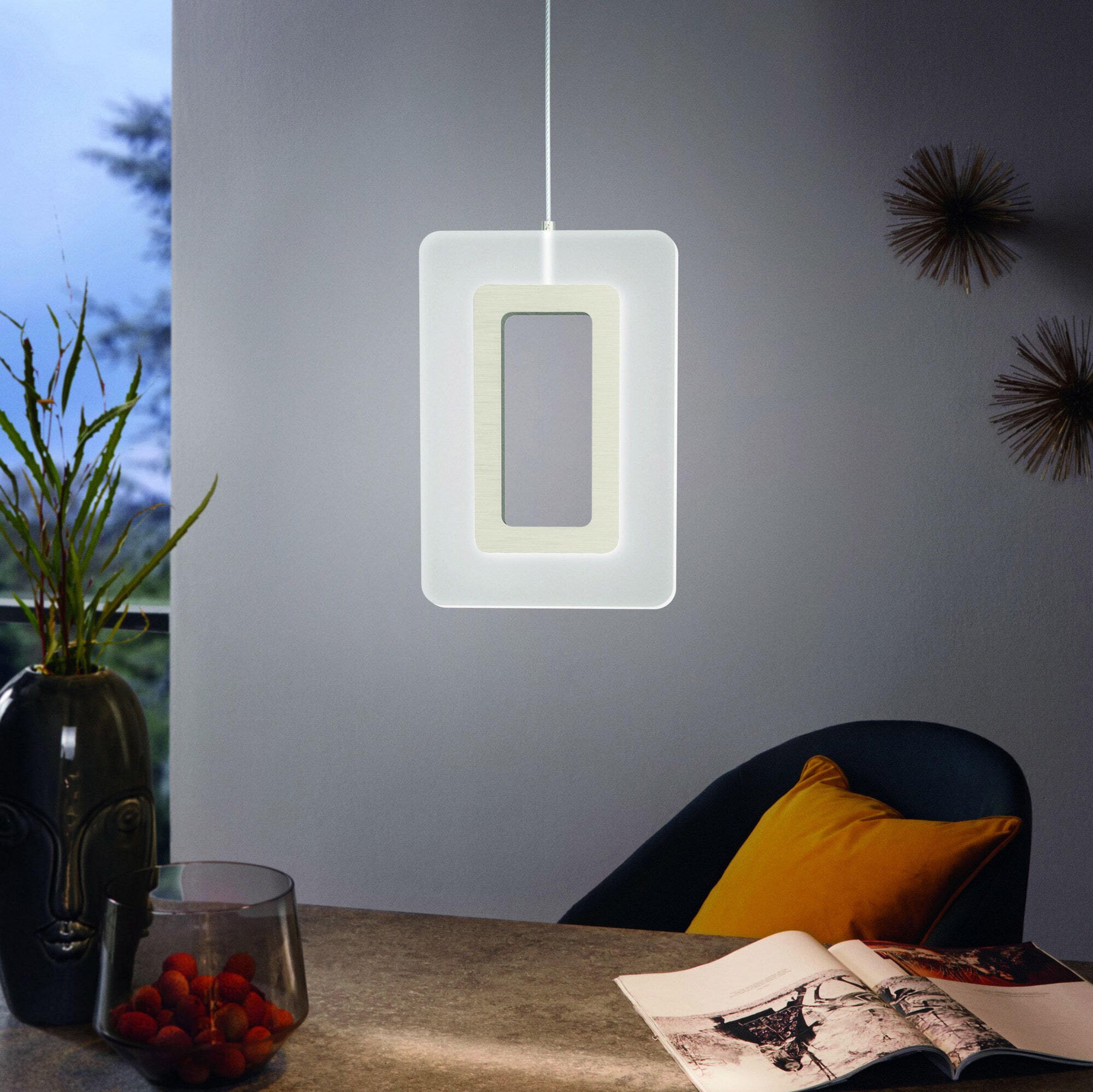 69,95 € Kostenloser Versand | Hängelampe Eglo Enaluri 110×14 cm. Stahl und plastik. Nickel, matt nickel und satin Farbe