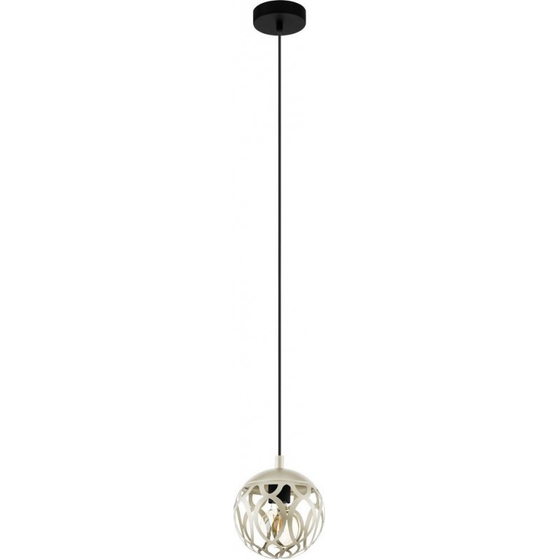 44,95 € Free Shipping | Hanging lamp Eglo Mirtazza Spherical Shape Ø 18 cm. Living room, dining room and bedroom. Retro and vintage Style. Steel. Champagne and black Color