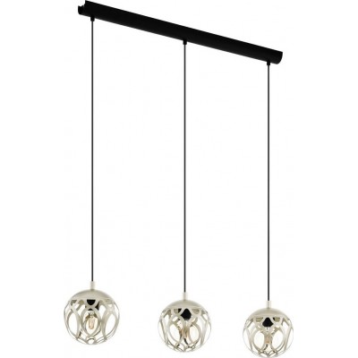 Lampe à suspension Eglo Mirtazza Façonner Étendue 110×88 cm. Salle, salle à manger et chambre. Style rétro et vintage. Acier. Couleur champagne et noir