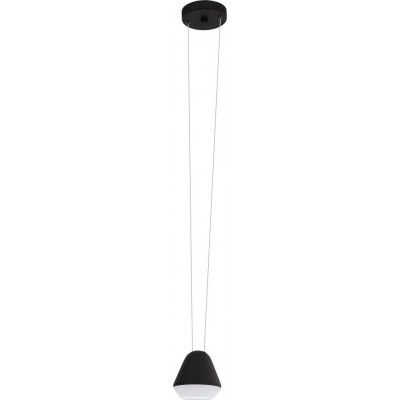 Lampada a sospensione Eglo Palbieta Forma Conica Ø 11 cm. Soggiorno e sala da pranzo. Stile moderno e design. Acciaio e Plastica. Colore nero e raso