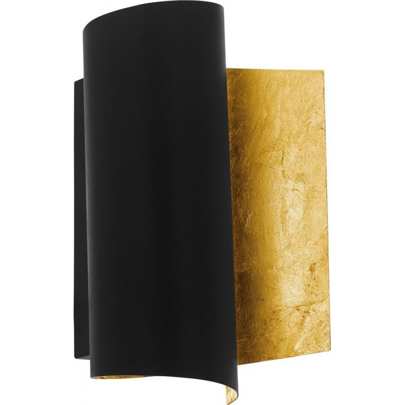 29,95 € Free Shipping | Indoor wall light Eglo Falicetto Cylindrical Shape 25×16 cm. Living room, dining room and bedroom. Sophisticated, design and cool Style. Steel. Golden and black Color