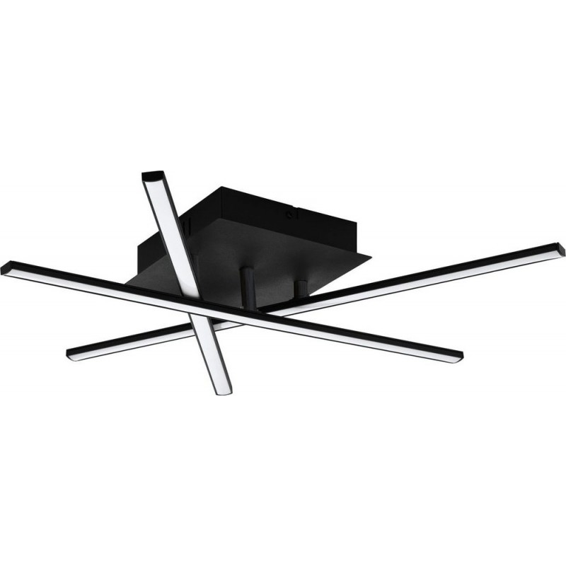 91,95 € Envio grátis | Lâmpada de teto Eglo Lasana 3 Forma Angular 50×15 cm. Cozinha e banheiro. Estilo sofisticado. Aço, Alumínio e Plástico. Cor branco e preto