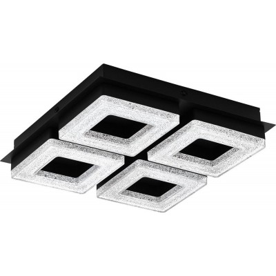136,95 € Free Shipping | Indoor ceiling light Eglo Fradelo 1 Cubic Shape 28×28 cm. Kitchen, lobby and bathroom. Modern and sophisticated Style. Steel, crystal and plastic. Black Color
