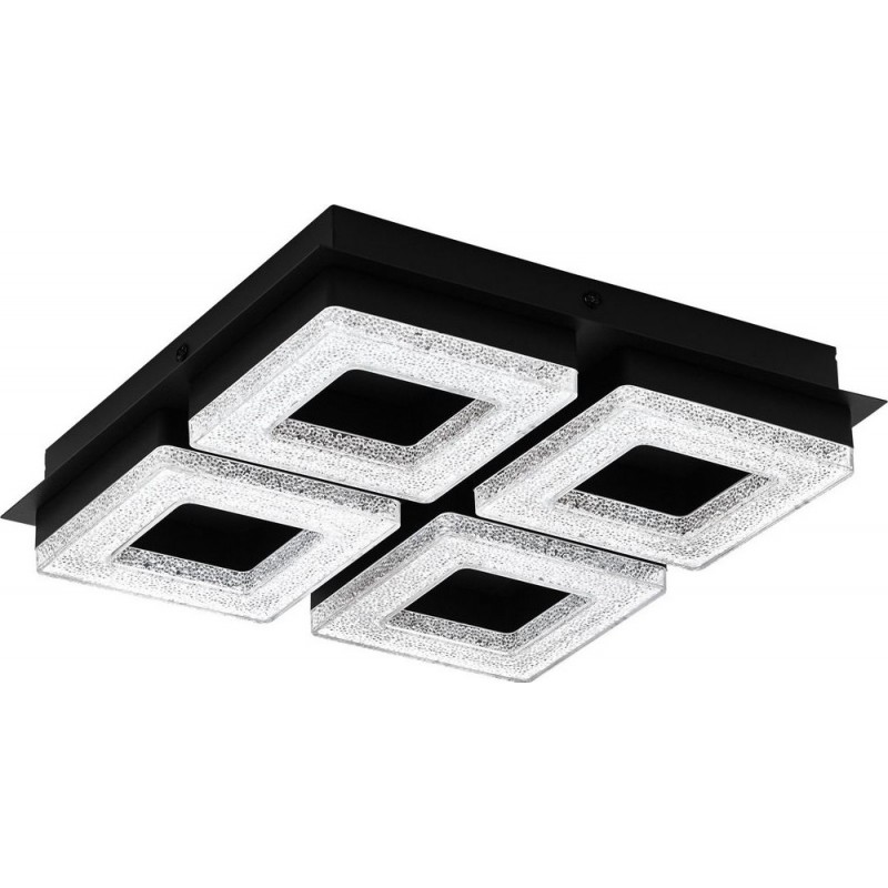 117,95 € Free Shipping | Indoor ceiling light Eglo Fradelo 1 Cubic Shape 28×28 cm. Kitchen, lobby and bathroom. Modern and sophisticated Style. Steel, crystal and plastic. Black Color
