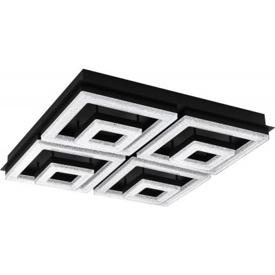 289,95 € Spedizione Gratuita | Lampada da soffitto Eglo Fradelo 1 52×52 cm. Plafoniera Acciaio, cristallo e plastica. Colore nero