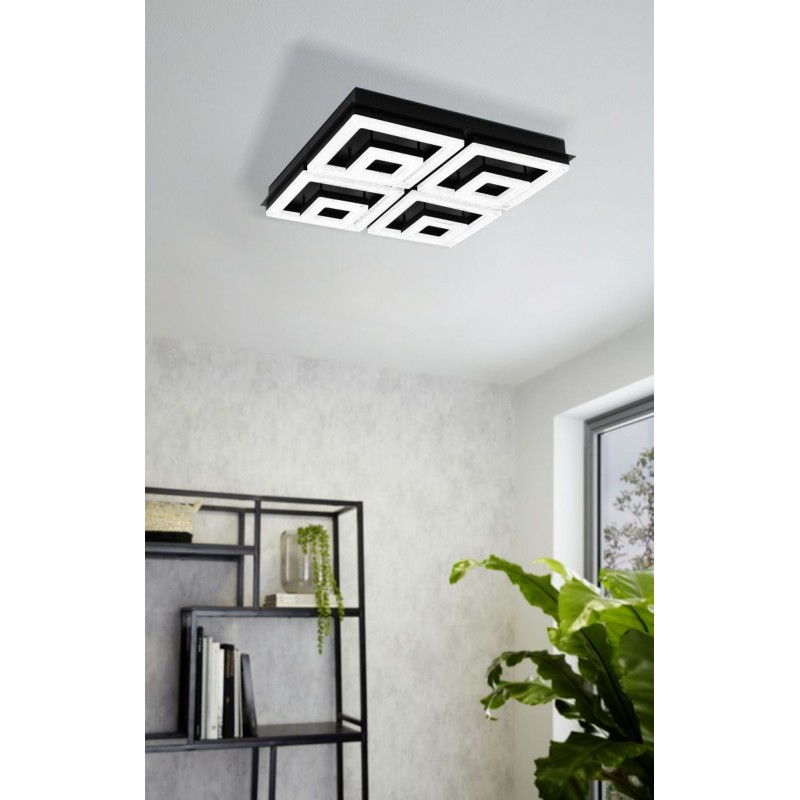 263,95 € Free Shipping | Indoor spotlight Eglo Fradelo 1 Cubic Shape 52×52 cm. Ceiling light Living room, dining room and bedroom. Design Style. Steel, crystal and plastic. Black Color