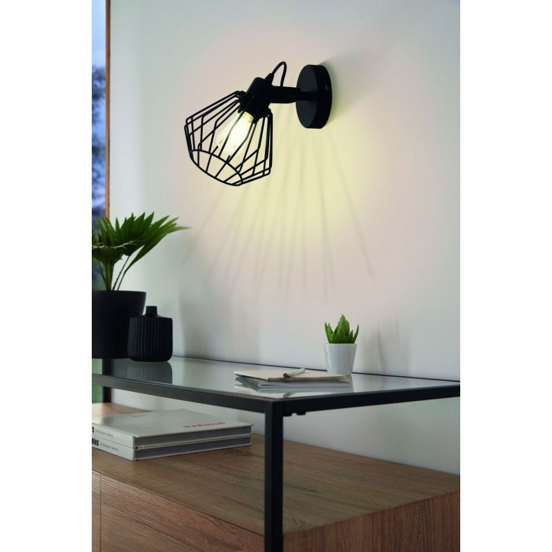 25,95 € Free Shipping | Indoor spotlight Eglo Tabillano Pyramidal Shape Ø 11 cm. Living room, dining room and bedroom. Design Style. Steel. Black Color