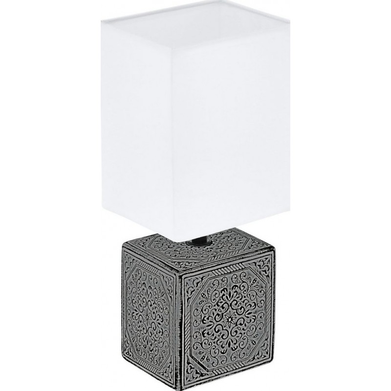 21,95 € Free Shipping | Table lamp Eglo Mataro 1 30×13 cm. Ceramic and textile. White and black Color