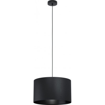 64,95 € Free Shipping | Hanging lamp Eglo Maserlo 1 Cylindrical Shape Ø 38 cm. Living room and dining room. Modern and design Style. Steel and textile. Black Color
