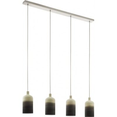 吊灯 Eglo Azbarren 拉长的 形状 150×120 cm. 客厅 和 饭厅. 复杂的 和 设计 风格. 钢 和 陶瓷制品. 浅褐色的 和 灰色的 颜色