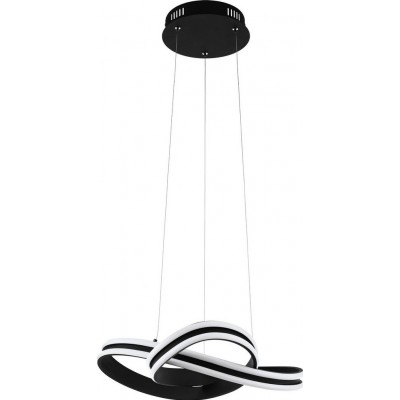 Lámpara colgante Eglo Corredera Forma Angular Ø 50 cm. Salón y comedor. Estilo sofisticado y diseño. Acero y Plástico. Color blanco y negro