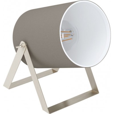 34,95 € Free Shipping | Table lamp Eglo Villabate 1 19×18 cm. Steel and Textile. Gray, nickel and matt nickel Color