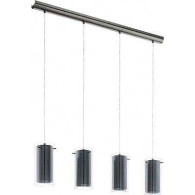 183,95 € Free Shipping | Hanging lamp Eglo Pinto Textil Extended Shape 110×95 cm. Living room and dining room. Sophisticated and design Style. Steel, textile and glass. Gray, nickel and matt nickel Color