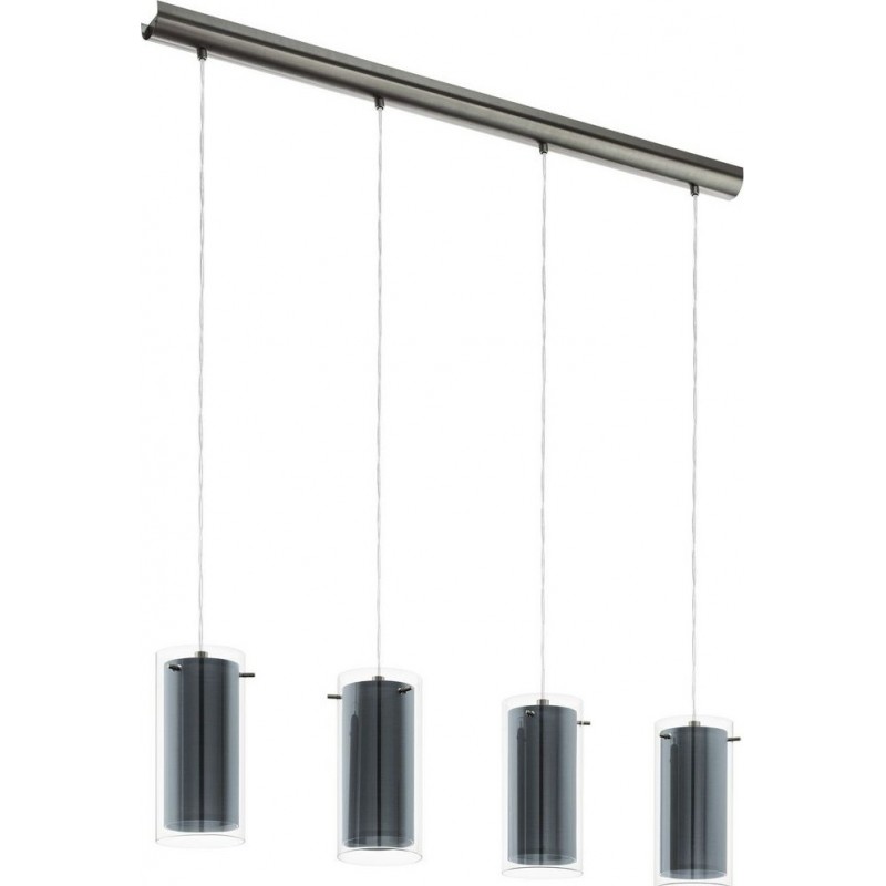 183,95 € Free Shipping | Hanging lamp Eglo Pinto Textil Extended Shape 110×95 cm. Living room and dining room. Sophisticated and design Style. Steel, textile and glass. Gray, nickel and matt nickel Color