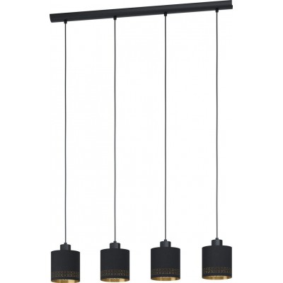 156,95 € Free Shipping | Hanging lamp Eglo Esteperra Extended Shape 110×94 cm. Living room, kitchen and dining room. Sophisticated and design Style. Steel and textile. Golden and black Color