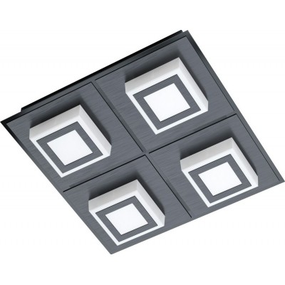94,95 € Free Shipping | Indoor ceiling light Eglo Masiano 1 Cubic Shape 25×25 cm. Kitchen, lobby and bathroom. Modern Style. Steel, aluminum and plastic. Black and satin Color