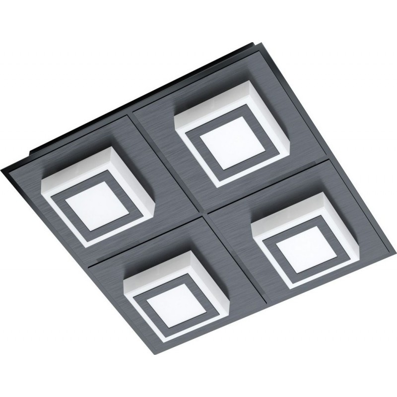 96,95 € Free Shipping | Indoor ceiling light Eglo Masiano 1 Cubic Shape 25×25 cm. Kitchen, lobby and bathroom. Modern Style. Steel, aluminum and plastic. Black and satin Color
