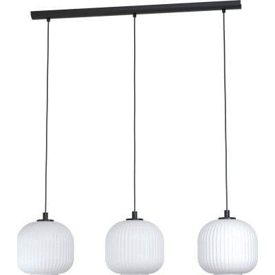 159,95 € Free Shipping | Hanging lamp Eglo Mantunalle Spherical Shape 120×110 cm. Living room and dining room. Modern and design Style. Steel and glass. White and black Color