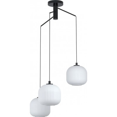 148,95 € Free Shipping | Hanging lamp Eglo Mantunalle Spherical Shape Ø 62 cm. Living room and dining room. Modern and design Style. Steel and glass. White and black Color