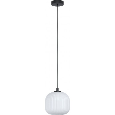 49,95 € Free Shipping | Hanging lamp Eglo Mantunalle Spherical Shape Ø 20 cm. Living room and dining room. Modern and design Style. Steel and glass. White and black Color