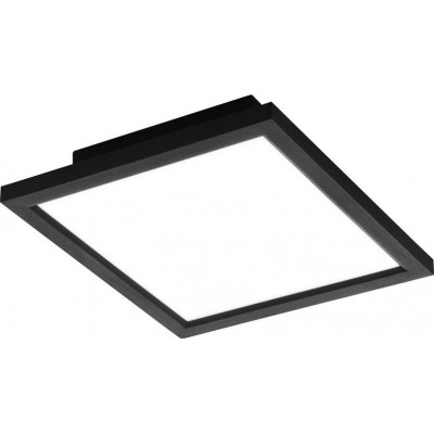 Indoor ceiling light Eglo Salobrena C 2700K Very warm light. Square Shape 30×30 cm. Living room, dining room and bedroom. Modern Style. Aluminum and Plastic. White and black Color
