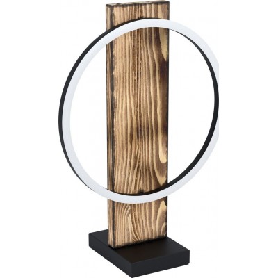 Lâmpada de mesa Eglo Boyal 43×30 cm. Aço, Madeira e Plástico. Cor branco, castanho, marrom rústico e preto