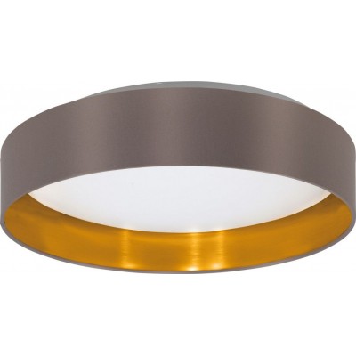 49,95 € Free Shipping | Indoor spotlight Eglo Maserlo 2 Cylindrical Shape Ø 38 cm. Ceiling light Living room, dining room and bedroom. Design Style. Steel, plastic and textile. White, golden, brown and light brown Color
