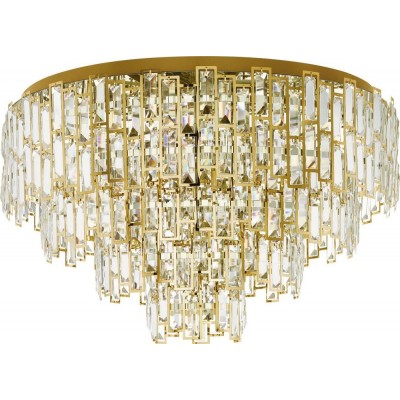 1 487,95 € Free Shipping | Ceiling lamp Eglo Stars of Light Calmeilles Pyramidal Shape Ø 78 cm. Ceiling light Living room, dining room and bedroom. Classic Style. Steel and Crystal. Golden and brass Color
