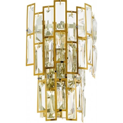 129,95 € Free Shipping | Indoor wall light Eglo Stars of Light Calmeilles Angular Shape 33×22 cm. Living room, dining room and bedroom. Retro and classic Style. Steel and crystal. Golden and brass Color