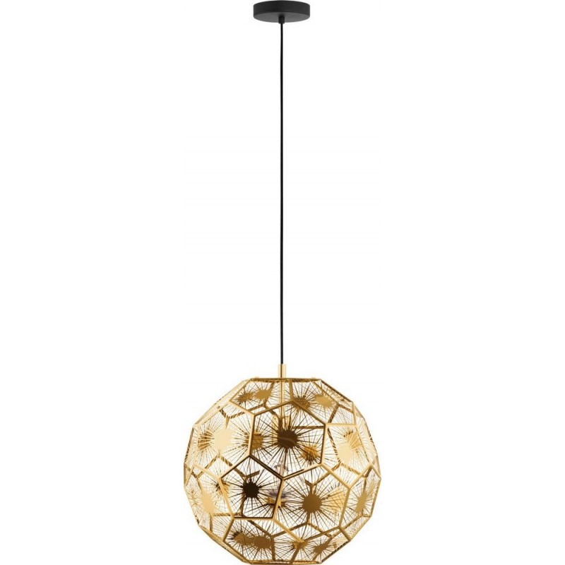 315,95 € Free Shipping | Hanging lamp Eglo Stars of Light Skoura Spherical Shape Ø 41 cm. Living room and dining room. Retro and vintage Style. Steel. Golden, brass and black Color