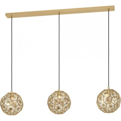 469,95 € Free Shipping | Hanging lamp Eglo Stars of Light Skoura Spherical Shape 150×130 cm. Living room and dining room. Retro and vintage Style. Steel. Golden, brass and black Color